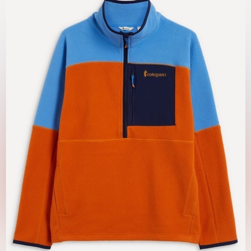 Cotopaxi Abrazo Half-Zip Fleece Jacket Men’s Size Medium Blue Orange Sweater